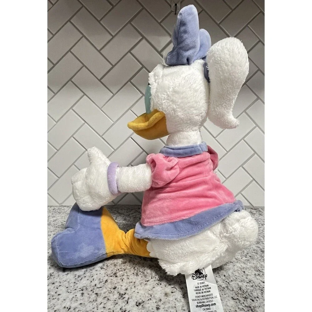Disney Daisy Duck Plush Stuffed Animal Pink Dress Purple Bow 20” Soft Toy